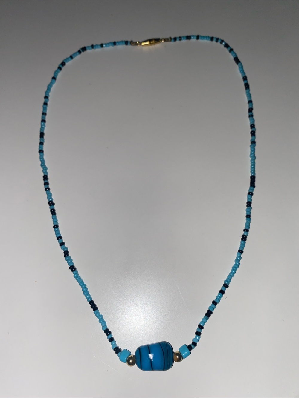 Turquoise Beaded Necklace with Center Stone